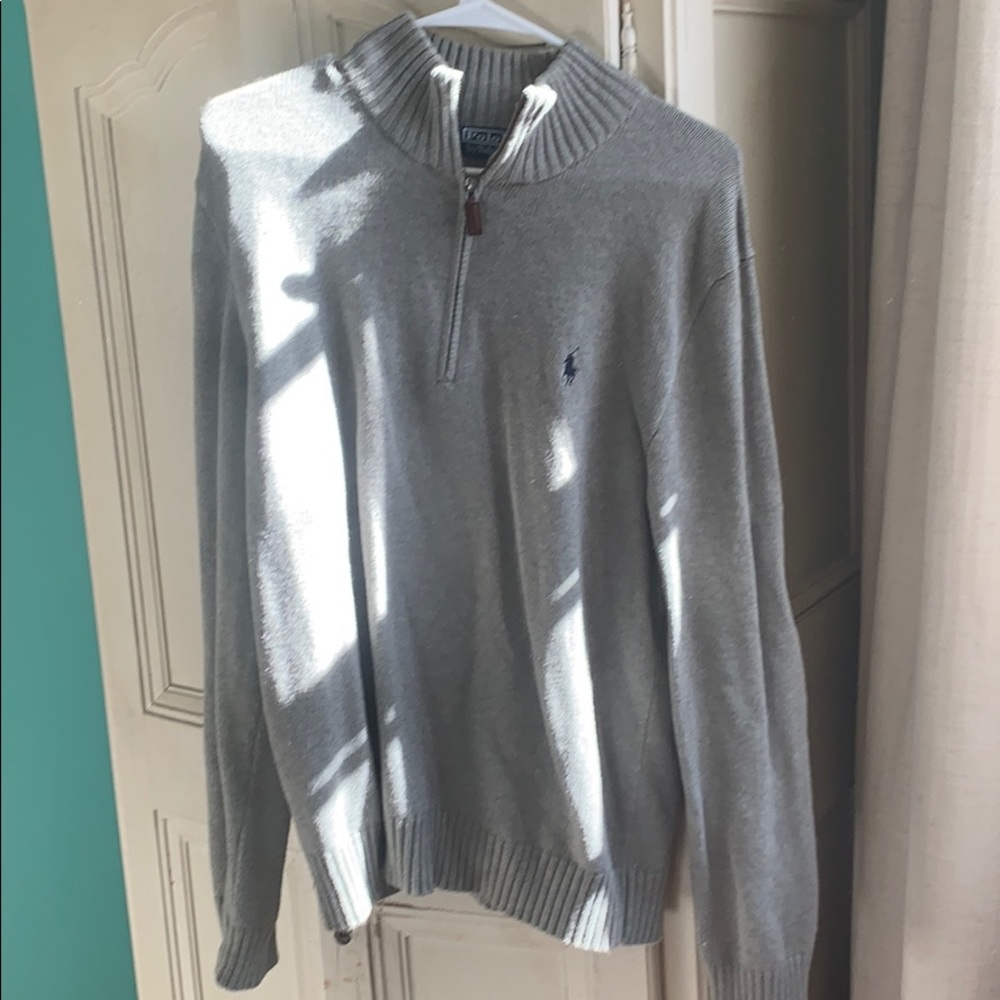 Polo by Ralph Lauren zip up sweater. Gray. Size M